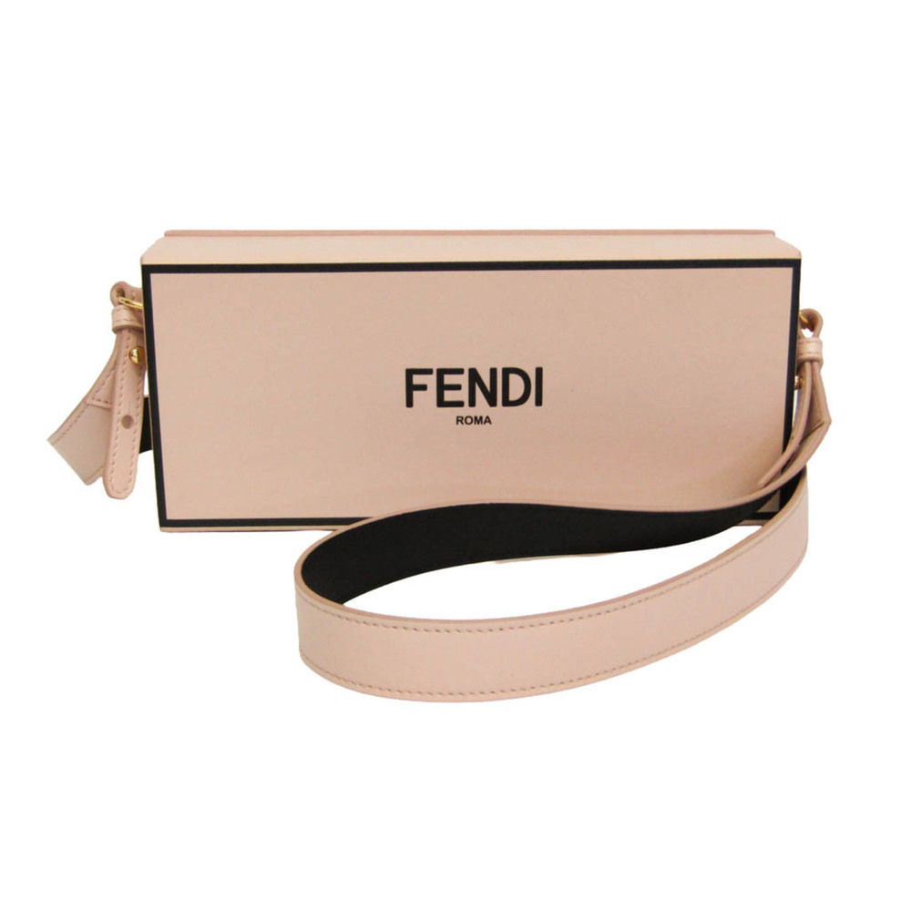 Fendi Box Horizontal 8BT340 Women's Leather Shoulder Bag Pink